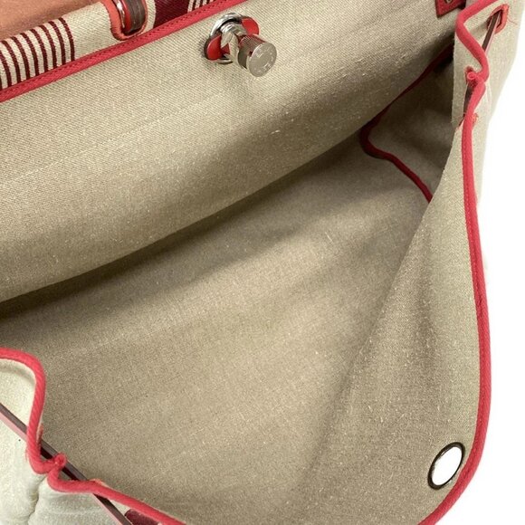 Auth HERMES Herbag Zip Cabin Bag - Beige Red Toile De Camp Vache Hunter D - Picture 15 of 16
